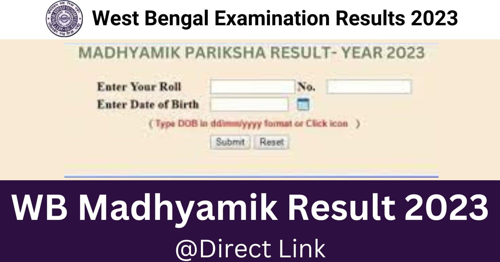 WB Madhyamik Result 2023 OUT WBBSE 10th Result Name, Roll No Wise Link wbresults.nic.in